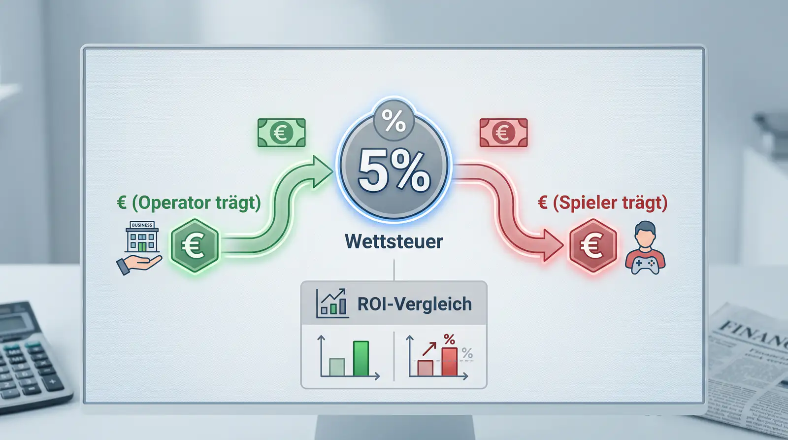 Wettsteuer Deutschland 5 Prozent erklärt – Tragung durch Anbieter oder Spieler und ROI-Berechnung für Sportwetter