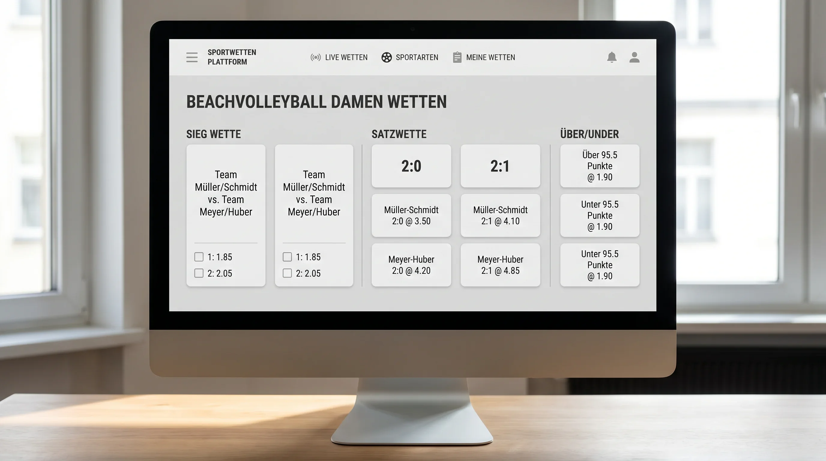 Verfügbare Wettmärkte für Frauen-Beachvolleyball bei deutschen GGL-lizenzierten Buchern